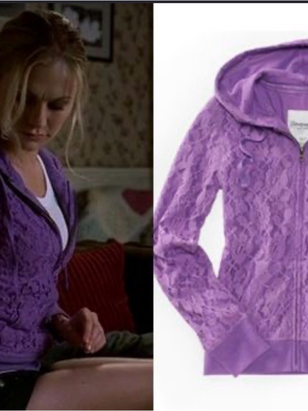 ASO Sookie Stackhouse True Blood Aeropostale purple zip hoodie Vintage size m